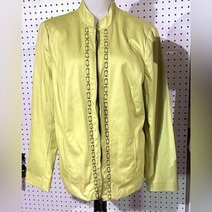 Vintage Tanjay Women's lime green jacket with shoulder pads